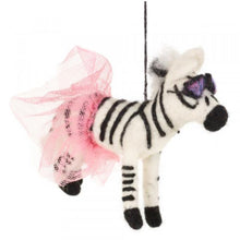 Load image into Gallery viewer, Set of 2 Sassy Zebras Novelty Hanging Decoration - Fair Trade Eco Friendly &amp; Handmade Needle Felted Animal - Christmas
